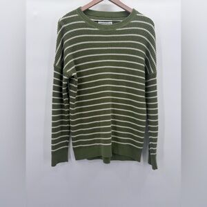 REI Cooperative Women’s Wallace Lake Waffle Knit Crew Neck Sweater Green/White